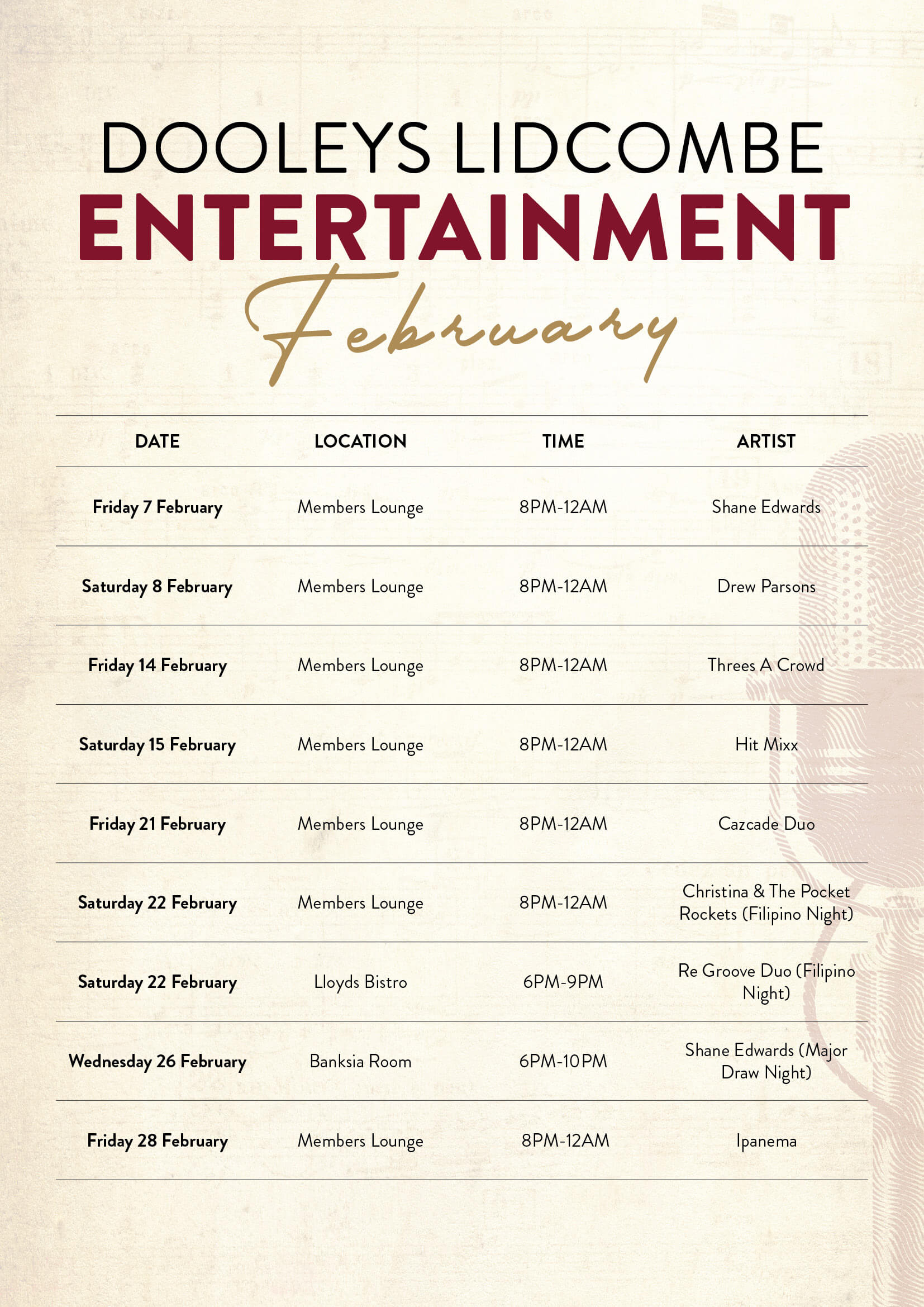 Entertainment February